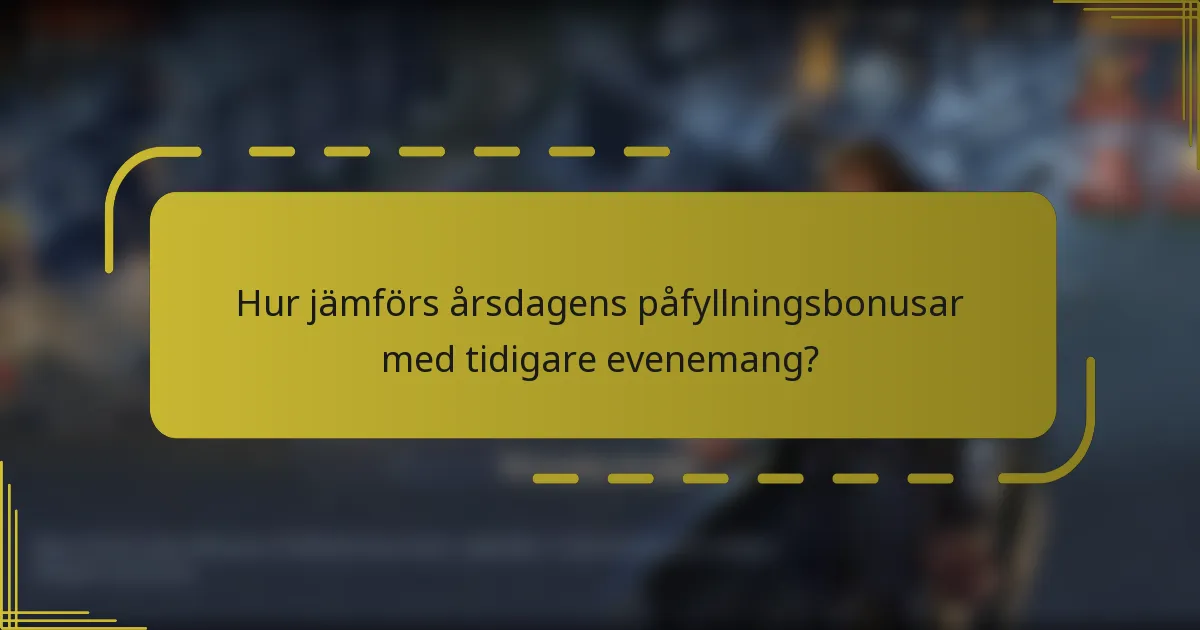 Hur jämförs årsdagens påfyllningsbonusar med tidigare evenemang?